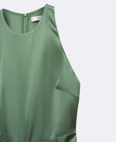Shop Mango Women's Halter-neck Satin Jumpsuit In Green