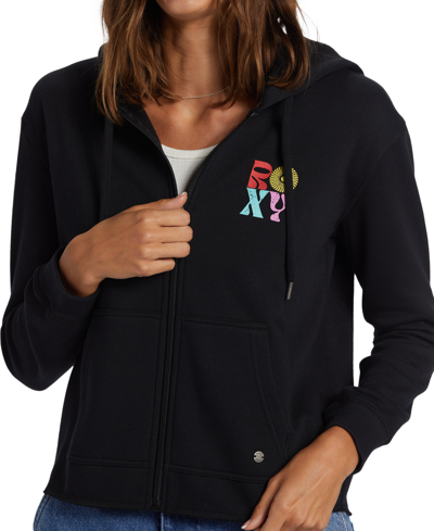 Shop Roxy Juniors' Endless Sunshine Zip-up Hooded Sweatshirt In Anthracite