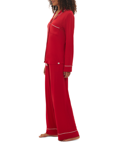 Shop Gap Body Women's 2-pc. Notched-collar Long-sleeve Pajamas Set In Modern Red