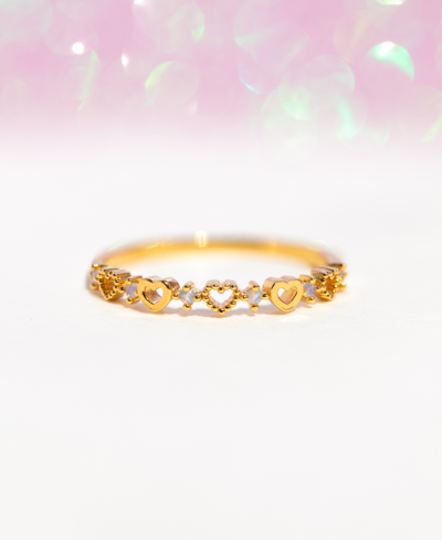 Shop Girls Crew 18k Gold-plated Sterling Silver Heart & Crystal Stack Ring
