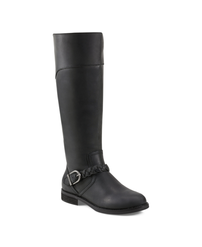 Earth Mira Womens Leather Tall Knee-high Boots In Black Leather