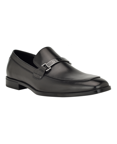 Shop Guess Men's Hisoko Square Toe Slip On Dress Loafers In Black