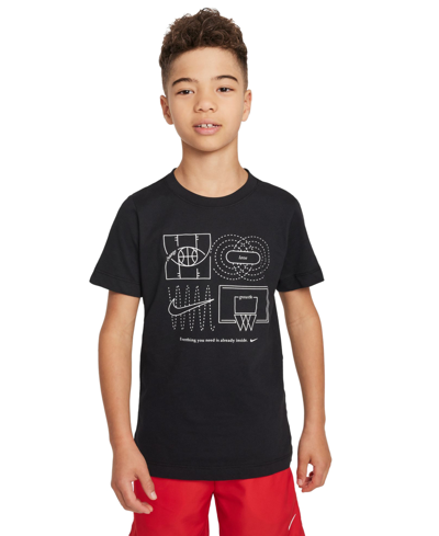 Shop Nike Big Kids Sportswear Culture Of Basketball Relaxed-fit Printed T-shirt In Black