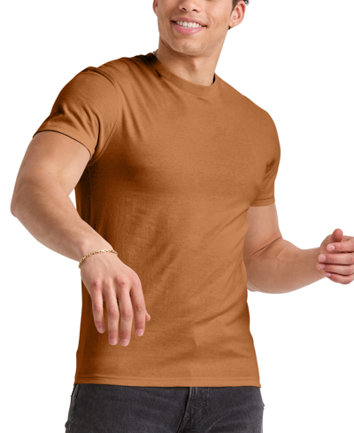Shop Alternative Apparel Men's Hanes Originals Cotton Short Sleeve T-shirt In Light Brown Liquorice