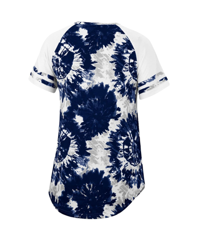Colosseum Women's  Navy, White Notre Dame Fighting Irish Annie Oversized Tie-dye Raglan T-shirt In Navy,white