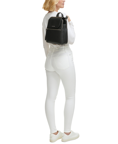 Calvin Klein Garnet Triple Compartment Backpack In Black,silver