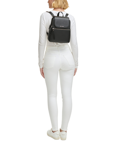 Calvin Klein Garnet Triple Compartment Backpack In Black,silver