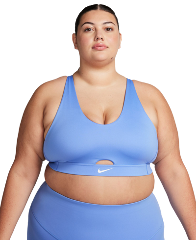 Shop Nike Plus Size Active Indy Plunge Cutout Medium-support Padded Sports Bra In Polar