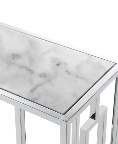 Convenience Concepts 15.75" Chrome Oxford Glass C End Table In White Marble,chrome