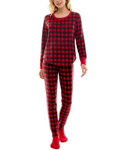 Shop Roudelain Women's 2-pc. Packaged Printed Pajamas & Socks Set In Buffalo Check