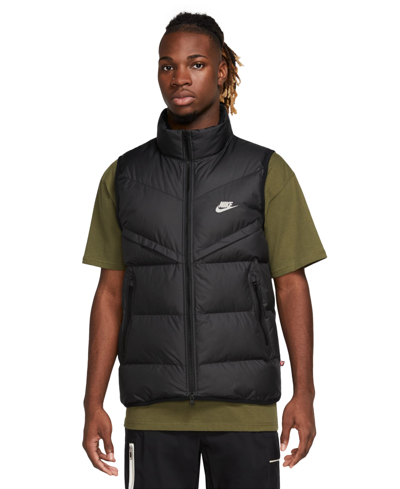 Shop Nike Men's Storm-fit Windrunner Insulated Puffer Vest In Black,black,sail