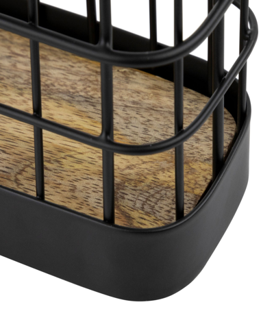 Spectrum Madison Napkin Holder For Storage And Dispensing In Light Wood,black