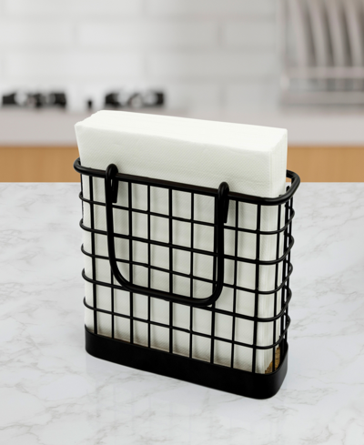 Spectrum Madison Napkin Holder For Storage And Dispensing In Light Wood,black