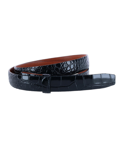 Shop Trafalgar Men's 25mm Gator Embossed Leather Belt Strap In Black