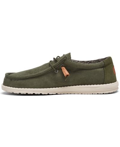 Shop Hey Dude Men's Wally Corduroy Casual Moccasin Sneakers From Finish Line In Desert Green