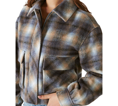 Shop Lucky Brand Women's Cropped Plaid Shirt Jacket In Blue Multi Plaid
