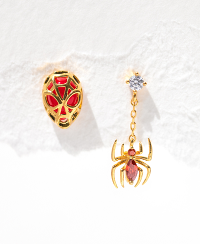 Girls Crew Color Crystal Spiderman Mismatch Stud & Drop Earrings In Silver