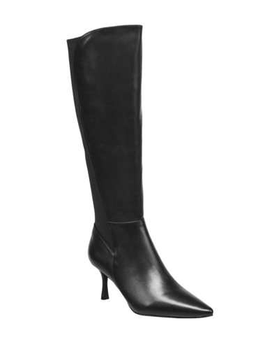 Shop French Connection Women's Logan Leather Pointed Toe Straight Boots In Black