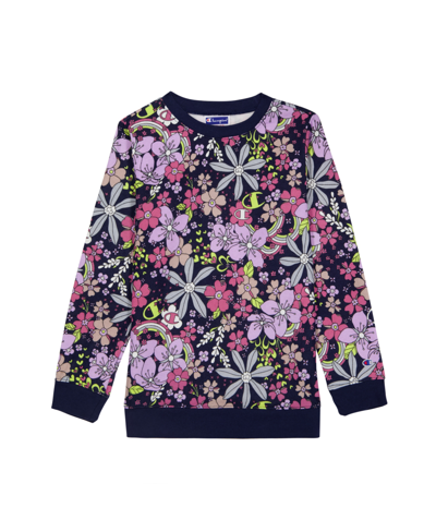 Shop Champion Big Girls Powerblend Crew Print Sweatshirt In Flash Floral