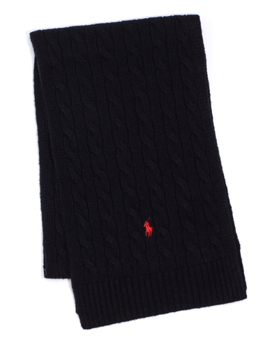 Shop Polo Ralph Lauren Classic Cable Scarf In Black
