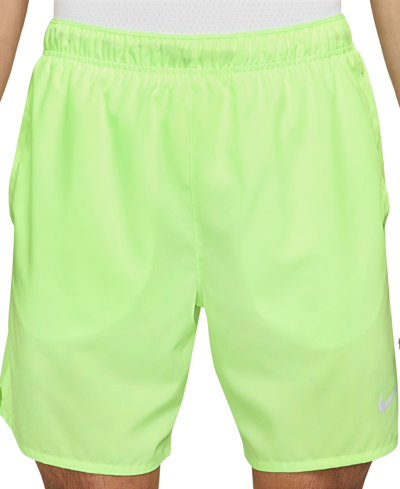 Shop Nike Men's Challenger Dri-fit Brief-lined 7" Running Shorts In Lime Blast,reflective Silver