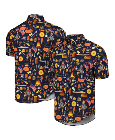 Shop Rsvlts Men's And Women's  Navy Parks And Recreation Ron Swanson's Shirt Of Greatness Kunuflex Button-