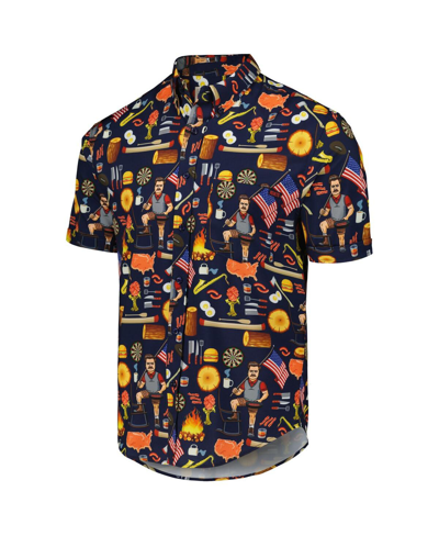 Shop Rsvlts Men's And Women's  Navy Parks And Recreation Ron Swanson's Shirt Of Greatness Kunuflex Button-