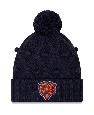 Shop New Era Big Girls  Navy Chicago Bears Toasty Cuffed Knit Hat With Pom