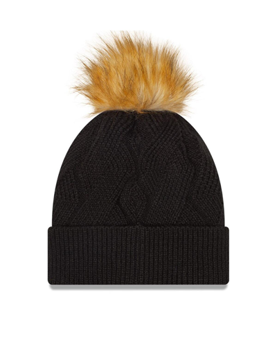 New Era Black Atlanta United Fc Snowy Cuffed Knit Hat With Pom In Black