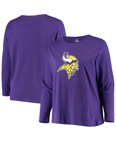 Shop Fanatics Women's  Purple Minnesota Vikings Plus Size Primary Logo Long Sleeve T-shirt