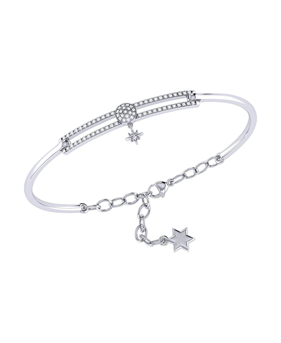 Shop Luvmyjewelry Full Moon North Star Design Sterling Silver Diamond Women Bangle In White