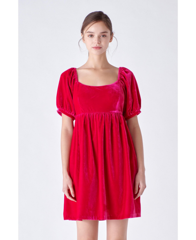 Shop English Factory Women's Velvet Scoop Neck Mini Dress In Raspberry