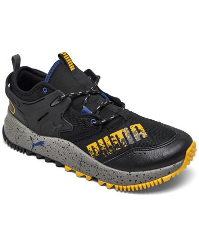 Shop Puma Men's Pacer Future Trail Walking Sneakers From Finish Line In Black,gray,blue,yellow