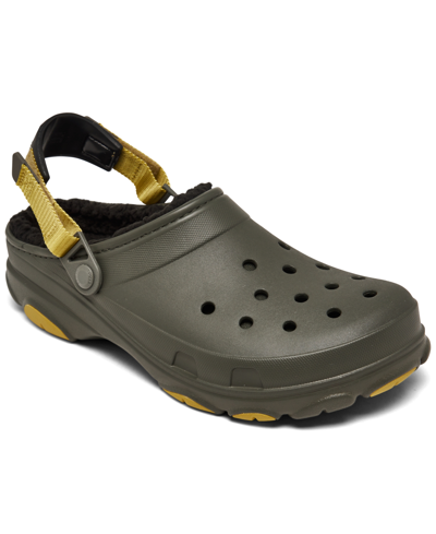 Shop Crocs Men's Classic Lined All-terrain Clogs From Finish Line In Dusty Olive