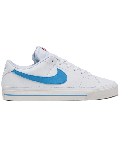 Shop Nike Men's Court Legacy Next Nature Casual Sneakers From Finish Line In White,university Blue