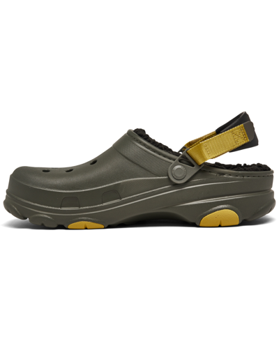 Shop Crocs Men's Classic Lined All-terrain Clogs From Finish Line In Dusty Olive