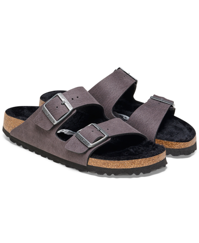 Birkenstock Men's Arizona Shearling Microfiber Sandals From Finish Line In Desert Dust Black