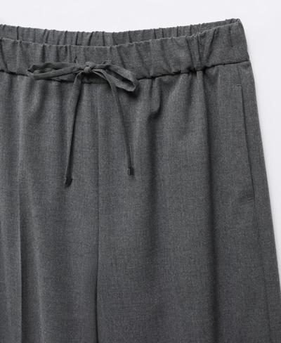 Mango Elastic Pinstripe Tie Front Pants In Gray In Medium Heather Gray