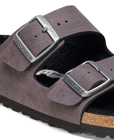 Birkenstock Men's Arizona Shearling Microfiber Sandals From Finish Line In Desert Dust Black