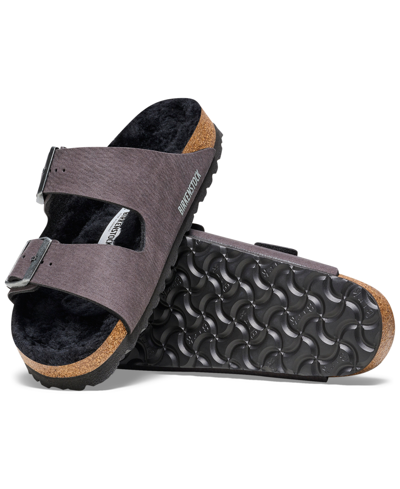 Birkenstock Men's Arizona Shearling Microfiber Sandals From Finish Line In Desert Dust Black