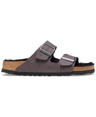 Birkenstock Men's Arizona Shearling Microfiber Sandals From Finish Line In Desert Dust Black