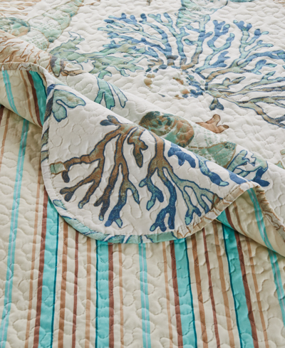 Greenland Home Fashions Atlantis Reversible Coastal 4 Piece Quilt Set, Twin/twin Xl In Jade