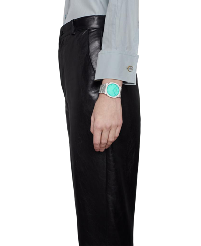 Shop Gucci Women's Swiss 25h Stainless Steel Bracelet Watch 38mm In Blue