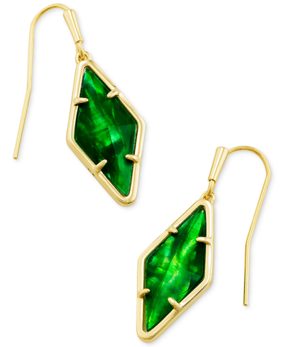 Shop Kendra Scott 14k Gold-plated Mother-of-pearl Diamond-shape Drop Earrings In Gold Kelly Green Illusion