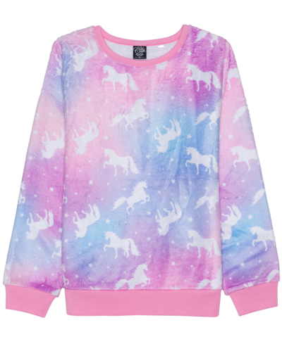 Shop Evy Of California Big Girls Tween Space Unicorn Long Sleeve Plush Pullover Sweater In Multi