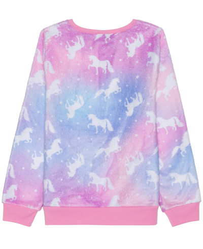 Shop Evy Of California Big Girls Tween Space Unicorn Long Sleeve Plush Pullover Sweater In Multi