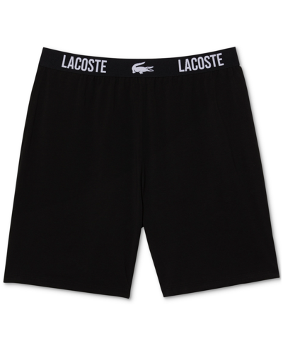 Shop Lacoste Men's Straight Fit Logo Band Pajama Shorts In Black