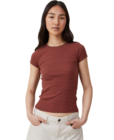 Shop Cotton On Women's The One Rib Crew Short Sleeve T-shirt In Eliza Stripe Bottle Own