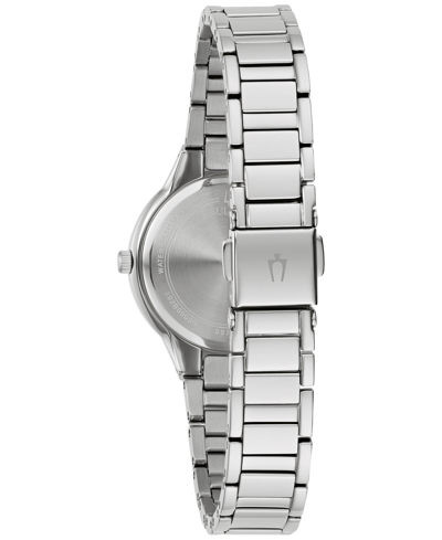 Bulova Women's Classic Crystal Stainless Steel Bracelet Watch Box Set 30mm In Silver