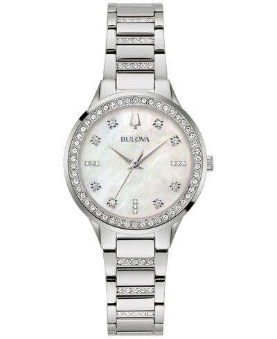 Shop Bulova Women's Classic Crystal Stainless Steel Bracelet Watch Box Set 30mm In Silver